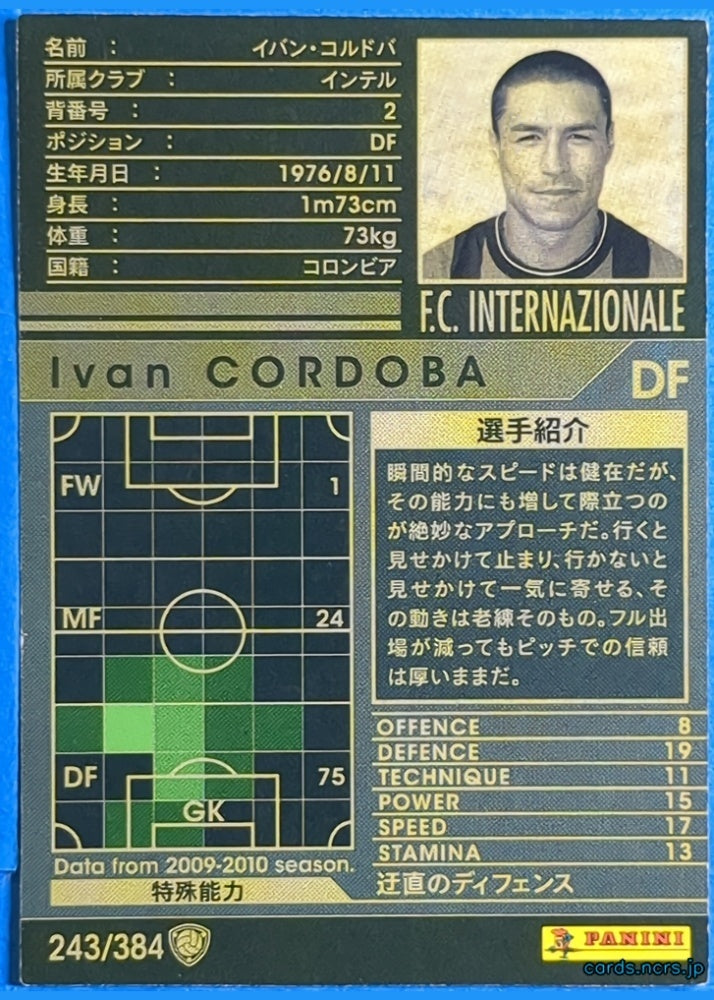 Panini WCCF Football WCCF/2009-2010-243/384 N Ivan CORDOBA Trading Card NM