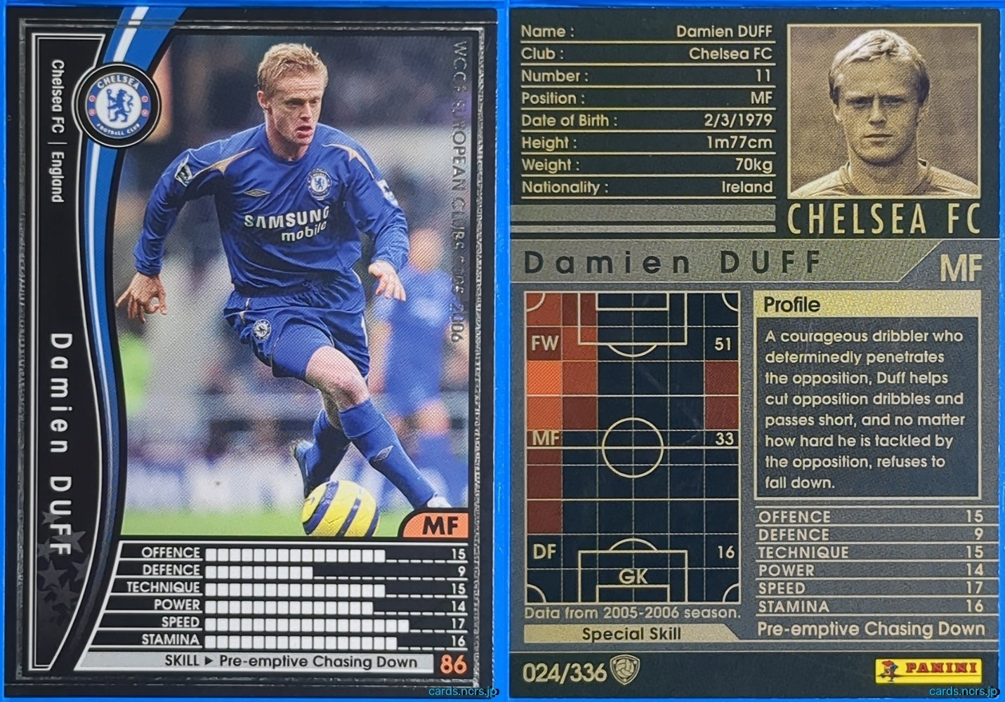Panini WCCF Football WCCF/2005-2006-024/336EN N Damien Duff Trading Card NM