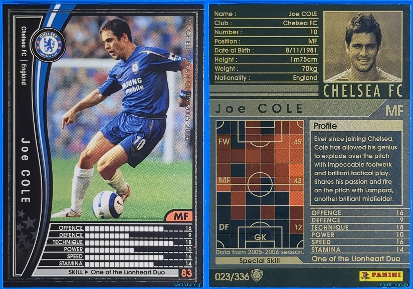 Panini WCCF Football WCCF/2005-2006-023/336EN N Joe Cole Trading Card NM