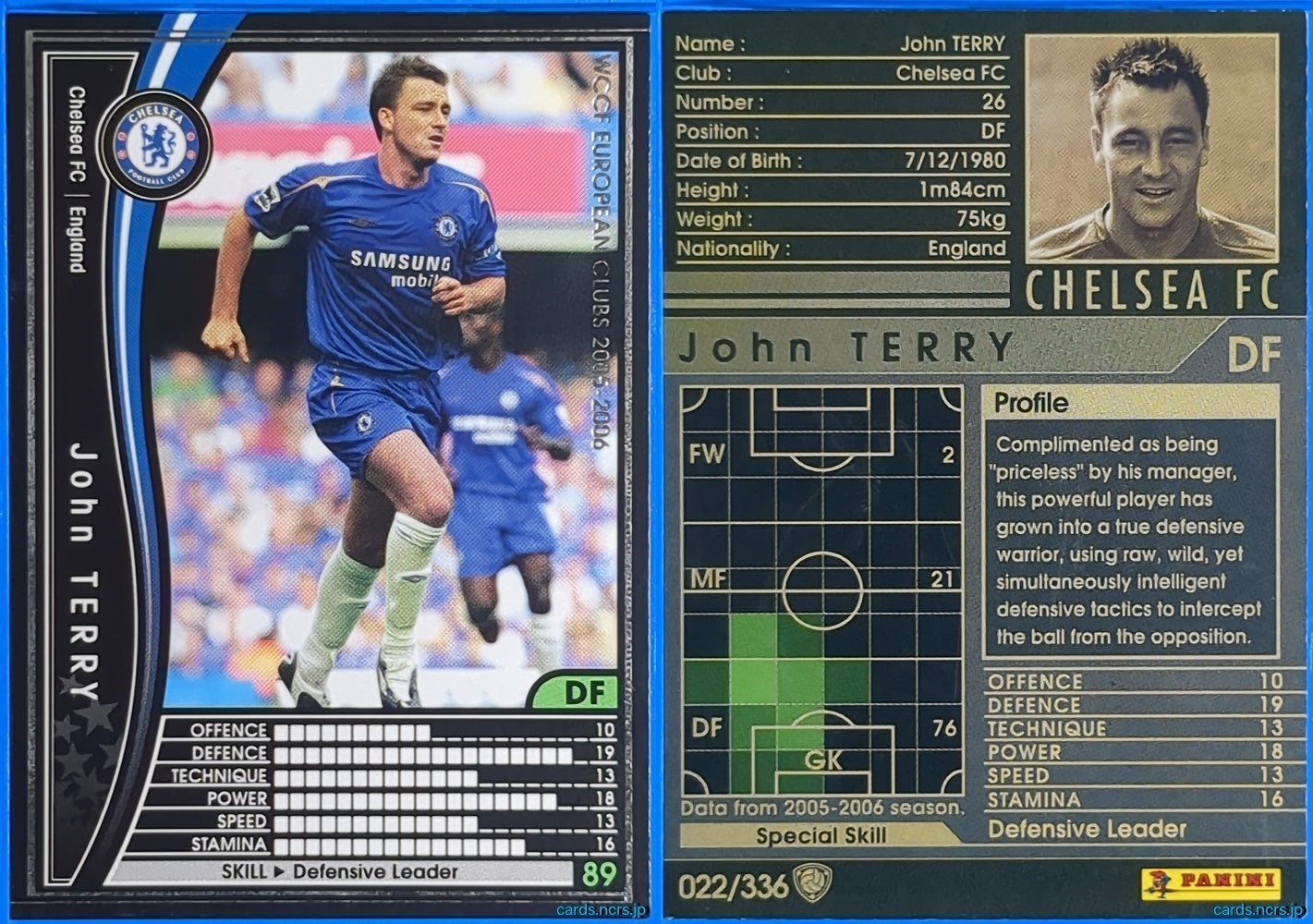 Panini WCCF Football WCCF/2005-2006-022/336EN N John Terry Trading Card NM