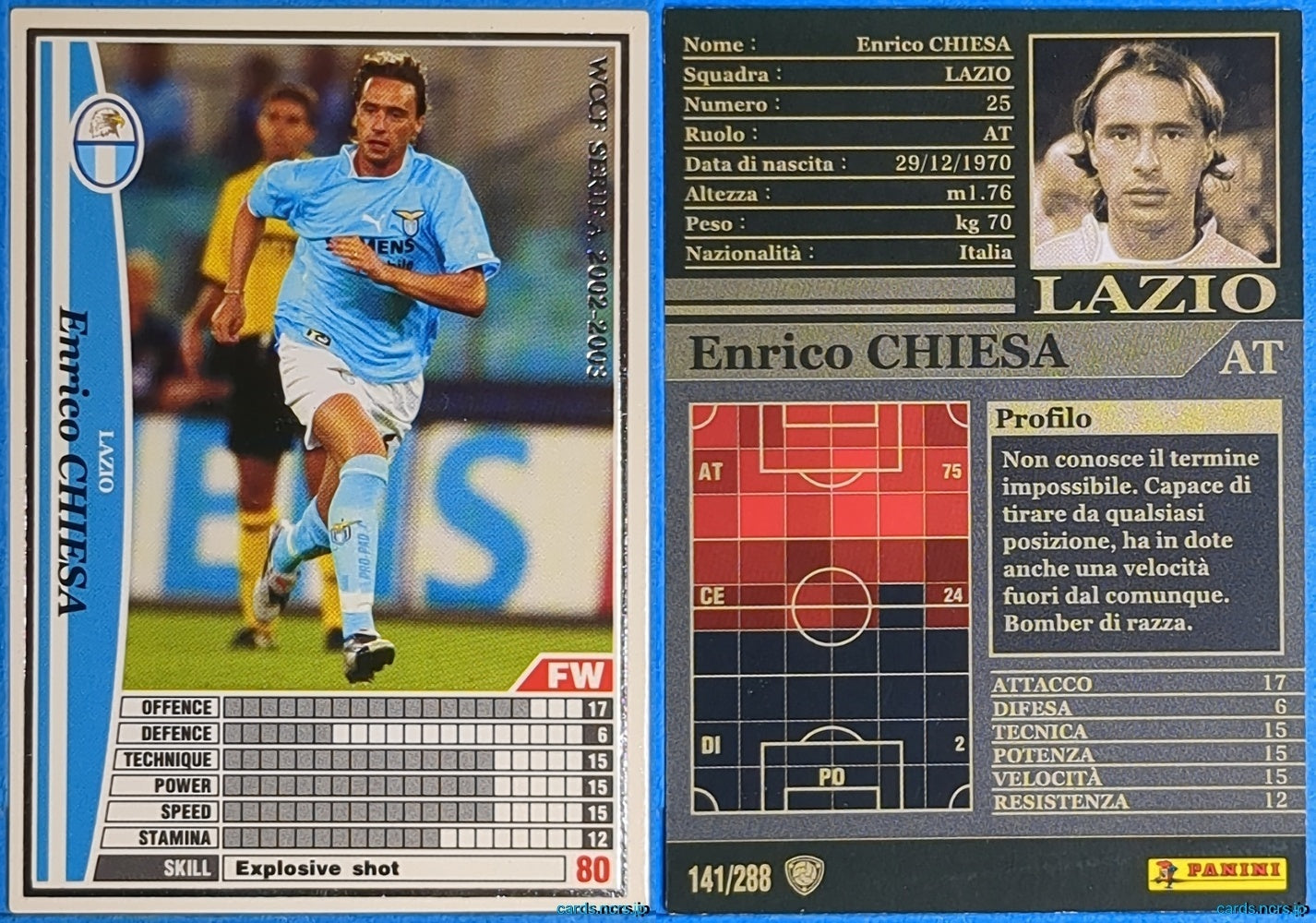 Panini WCCF Football WCCF/2002-2003-141/288 N Enrico Chiesa Trading Card NM
