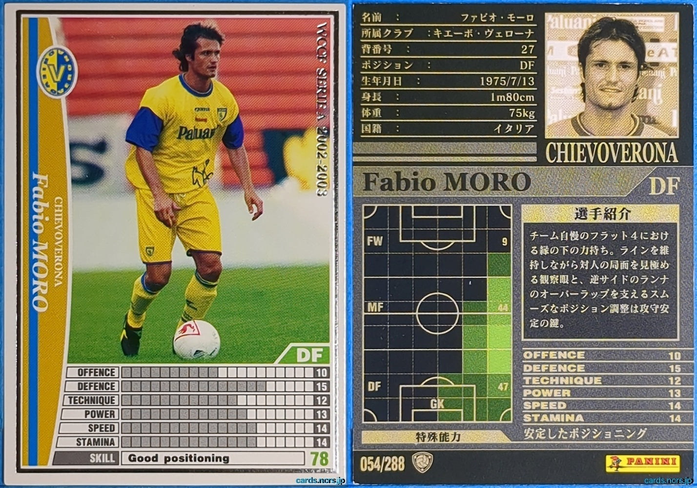 Panini WCCF Football WCCF/2002-2003-054/288 N Fabio MORO Trading Card NM