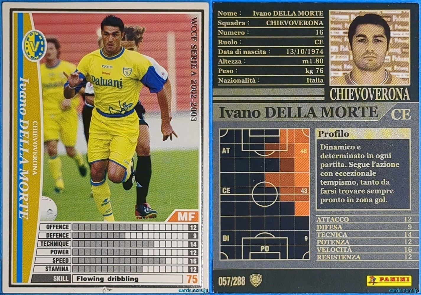 Panini WCCF Football WCCF/2002-2003-057/288EN N Ivano DELLA MORTE Trading Card NM