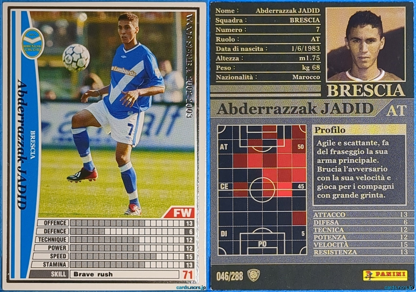 Panini WCCF Football WCCF/2002-2003-046/288EN N Abderrazzak Jadid Trading Card NM