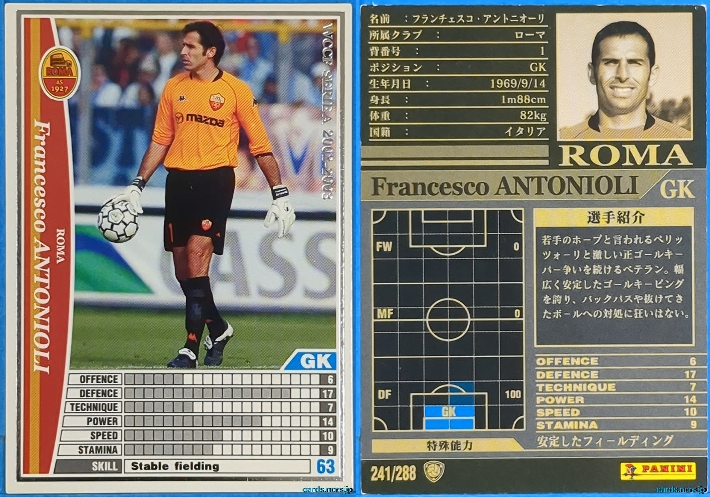 Panini WCCF Football WCCF/2002-2003-241/288 N Francesco Antonioli Trading Card NM