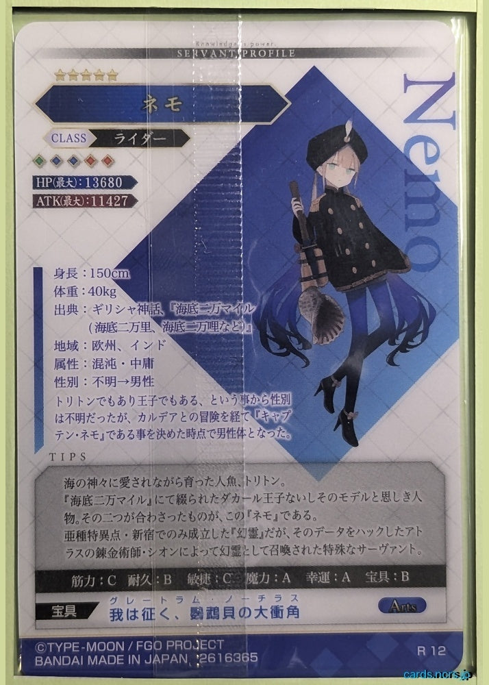 Fate/Grand Order Wafer Vol.11 Fate Grand Order FGW11/R12 R Nemo Trading Card NM