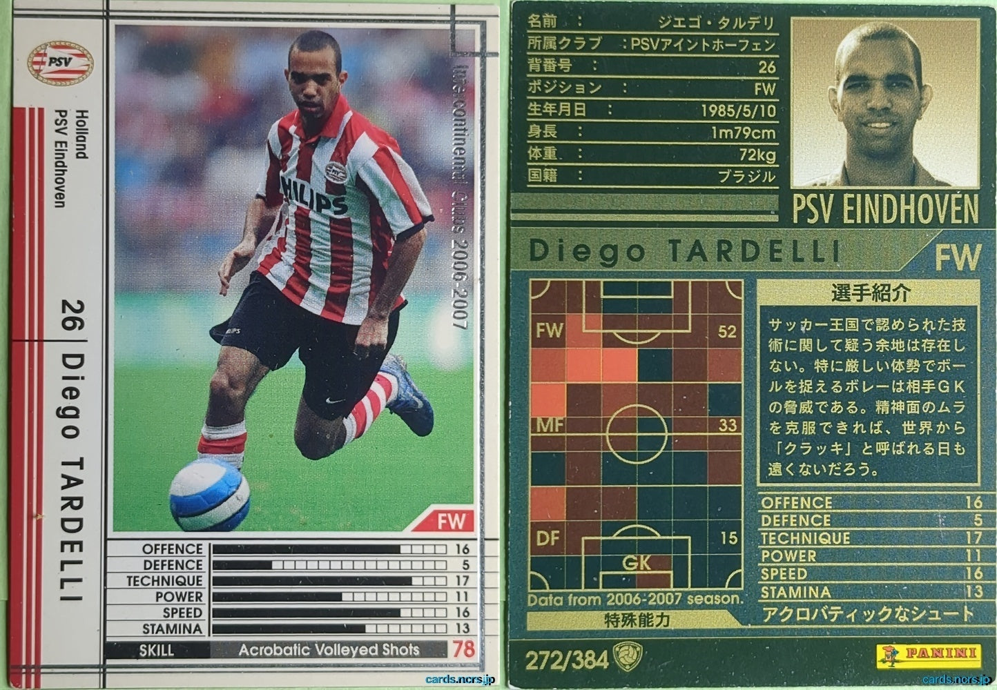 Panini WCCF Football WCCF/2006-2007-272/384 Diego Tardelli Trading Card NM