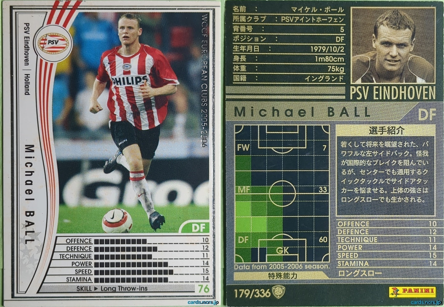 Panini WCCF Football WCCF/2005-2006-179/336 N Michael Ball Trading Card NM