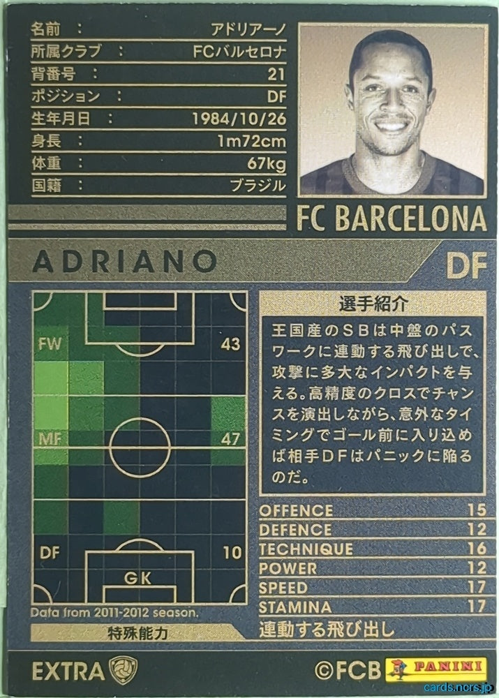 Panini WCCF Football WCCF/2011-2012-EXTRA N Adriano Trading Card NM