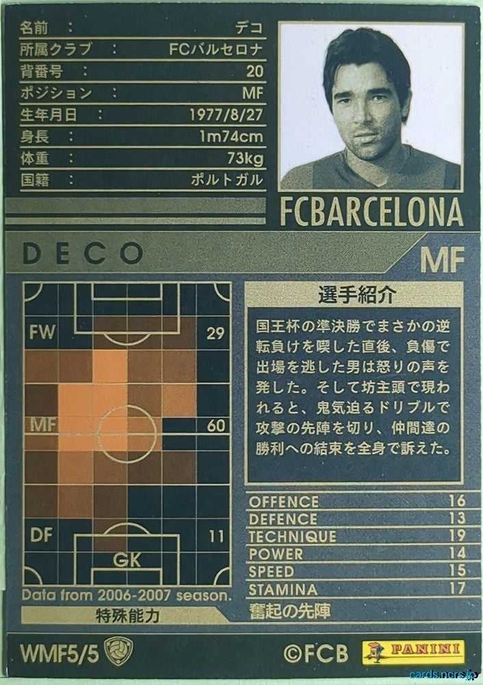 Panini WCCF Football WCCF/2006-2007-WMF5/5 N Deco Trading Card NM