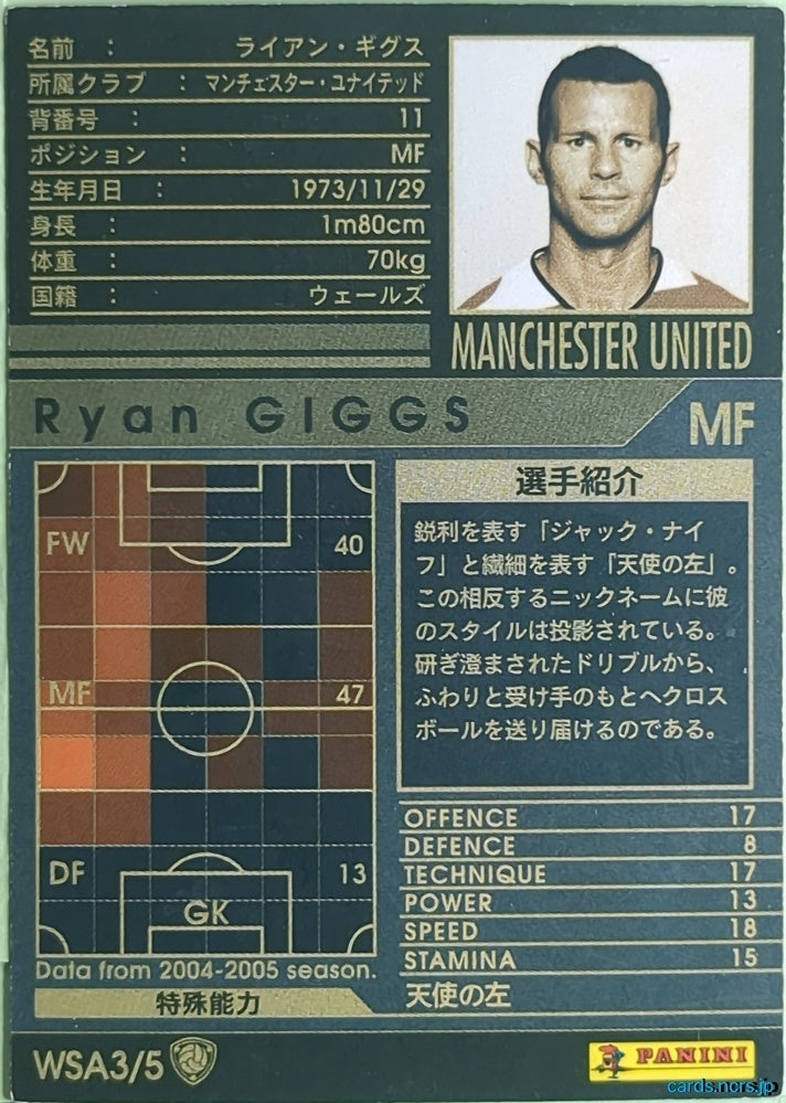 Panini WCCF Football WCCF/2004-2005-WSA3/5 N Ryan Giggs Trading Card NM