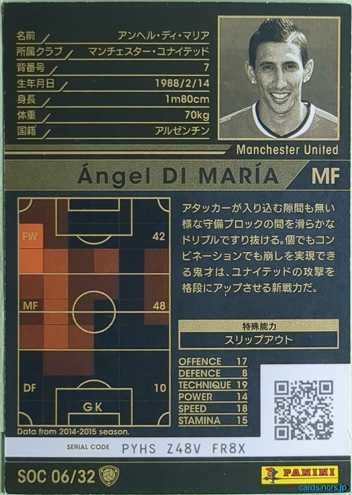 Panini WCCF Football WCCF/2014-2015-SOC06/32 N Ángel DI MARÍA Trading Card NM