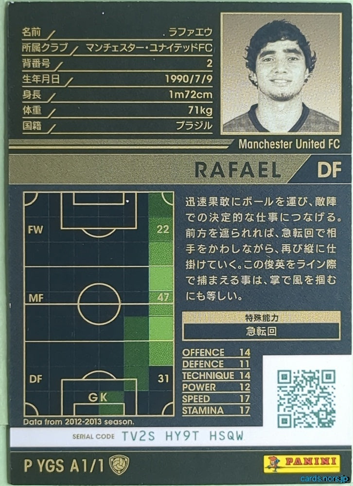 Panini WCCF Football WCCF/2012-2013-PYGSA1/1 N Rafael Trading Card NM