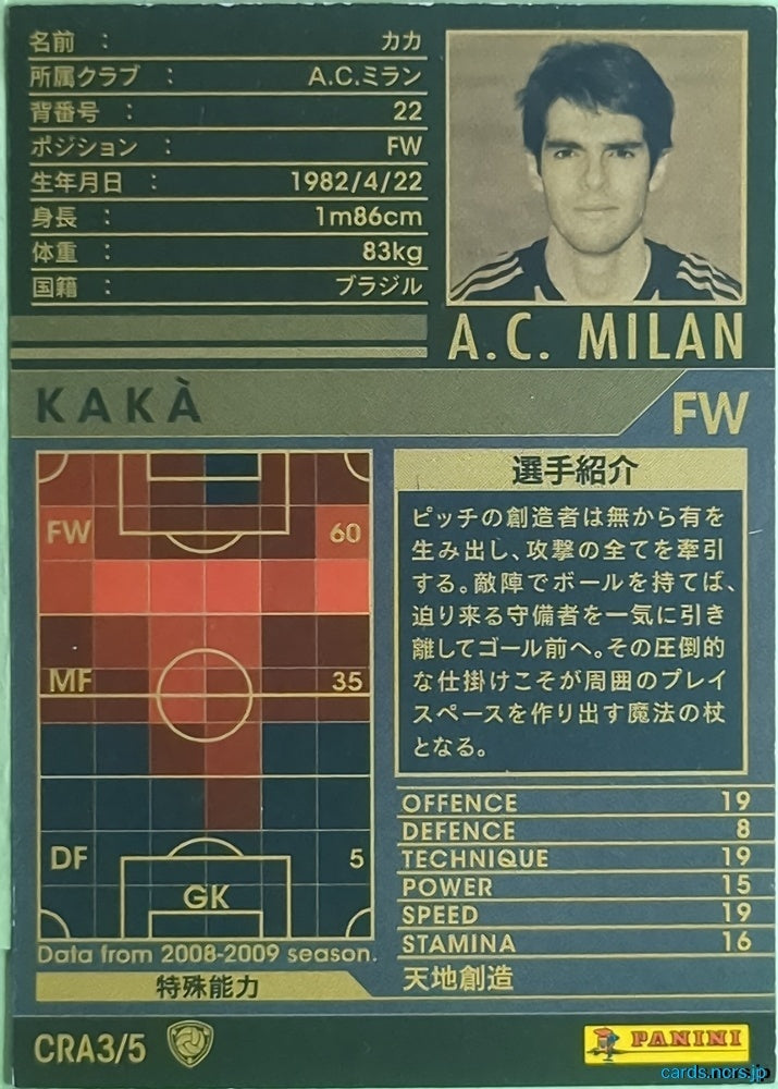 Panini WCCF Football WCCF/2008-2009-CRA3/5 N KAKA Trading Card NM