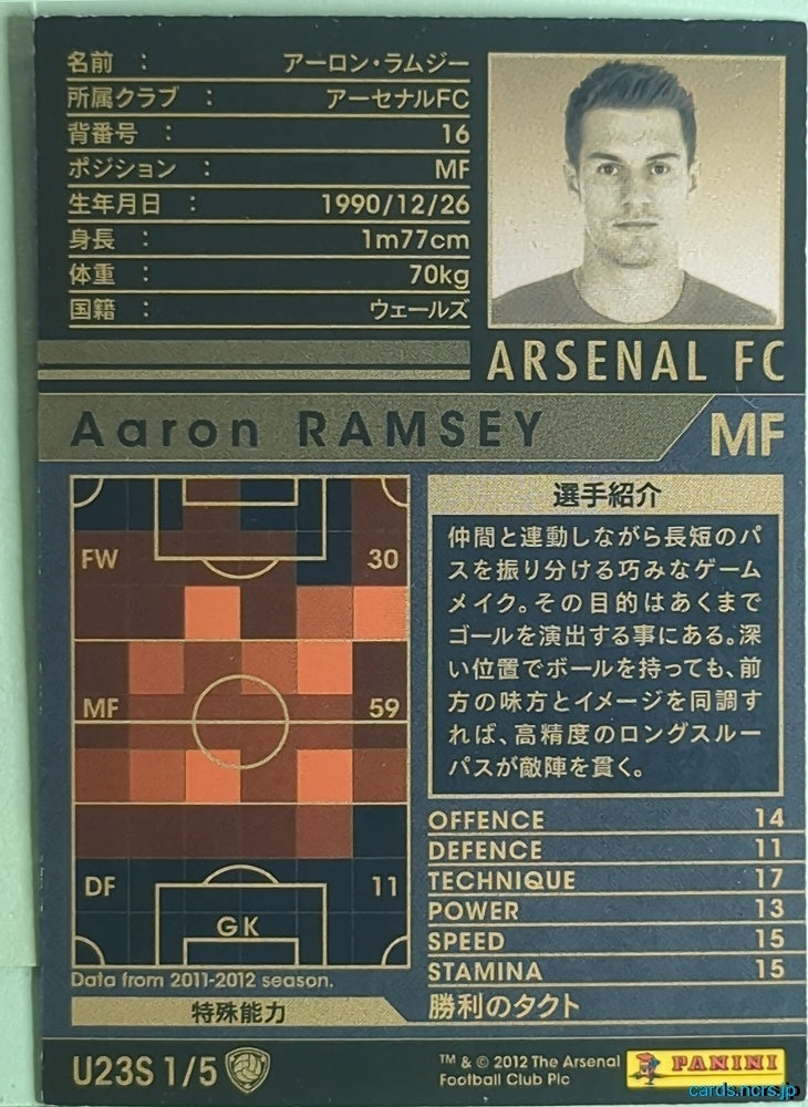 Panini WCCF Football WCCF/2011-2012-U23S1/5 N Aaron Ramsey Trading Card NM