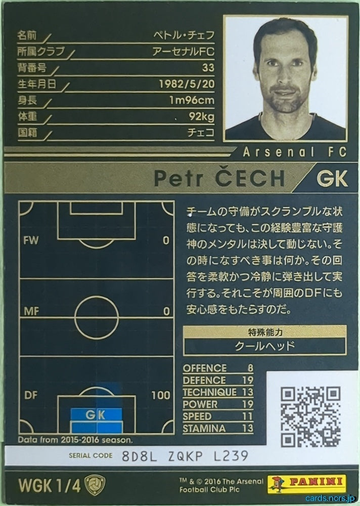 Panini WCCF Football WCCF/2015-2016-WGK1/4 N Petr Cech Trading Card NM