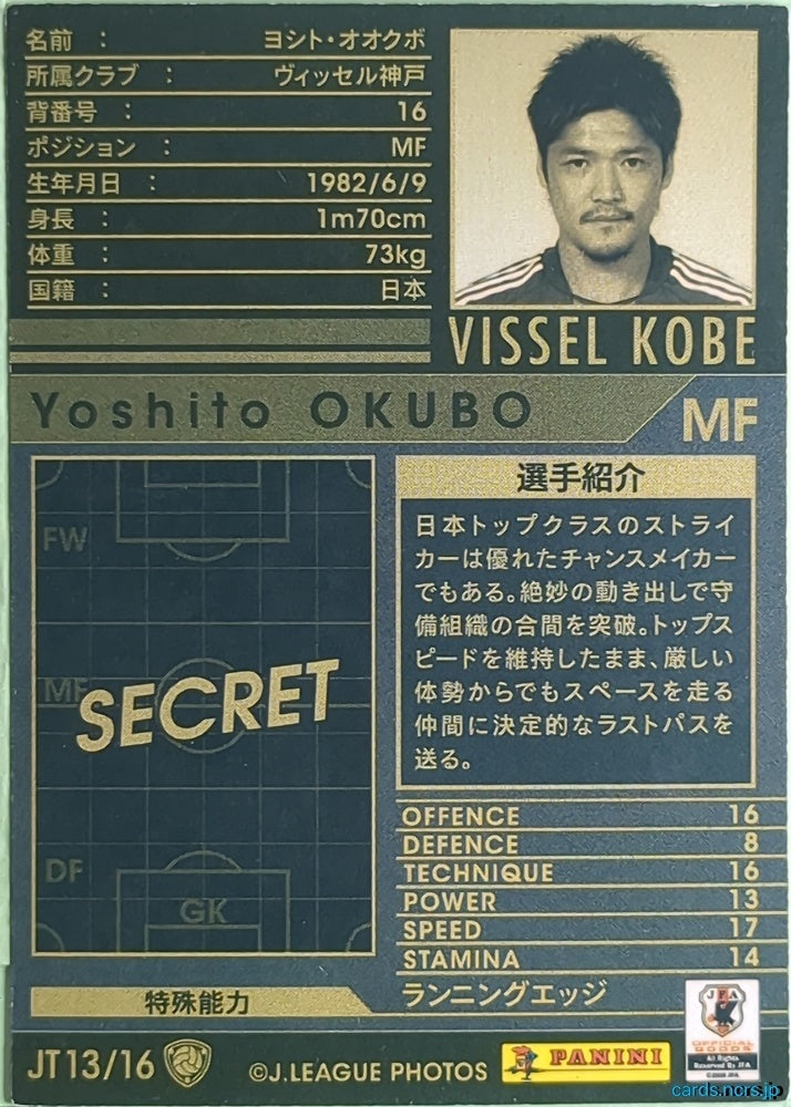 Panini WCCF Football WCCF/2009-2010-JT13/16 N Yoshito Okubo Trading Card NM