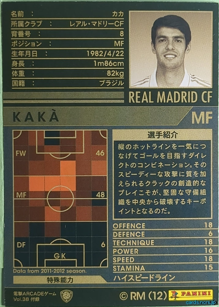 Panini WCCF Football WCCF/2011-2012-WOS-EXT N KAKA Trading Card NM