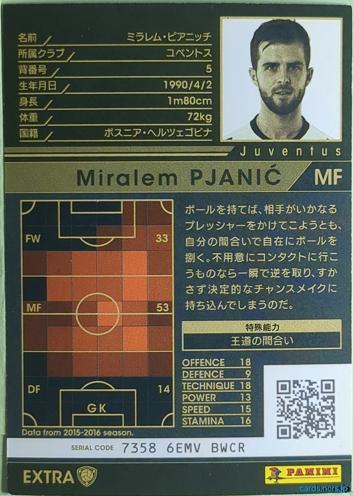 Panini WCCF Football WCCF/2015-2016-EXTRA N Miralem Pjanic Trading Card NM