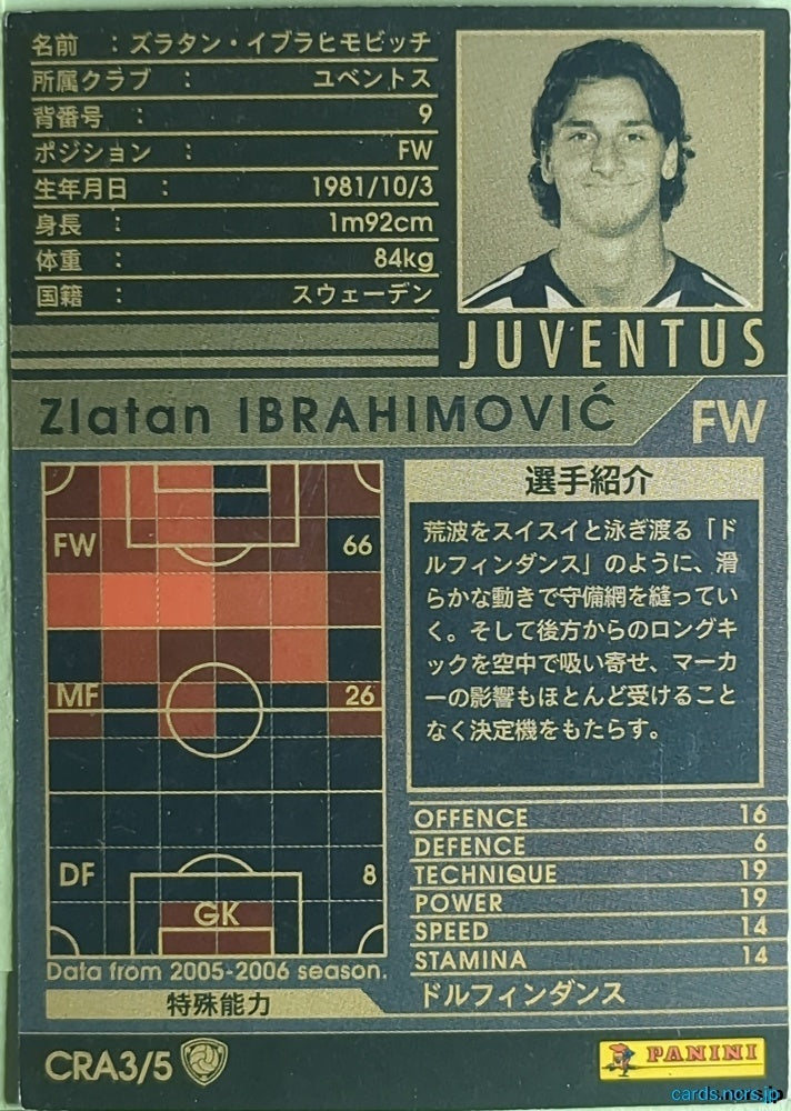 Panini WCCF Football WCCF/2005-2006-CRA3/5 N Zlatan Ibrahimović Trading Card NM