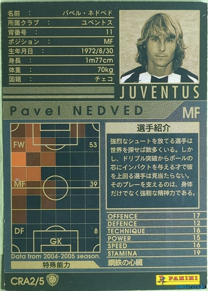 Panini WCCF Football WCCF/2004-2005-CRA2/5 N Pavel Nedved Trading Card NM