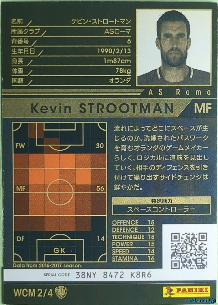 Panini WCCF Football WCCF/2016-2017-WCM2/4 N Kevin STROOTMAN Trading Card NM