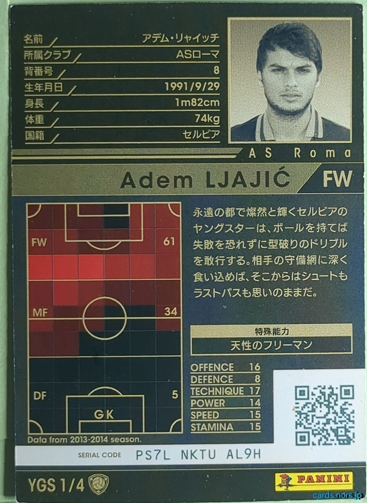 Panini WCCF Football WCCF/2013-2014-YGS1/4 N Adem Ljajic Trading Card NM