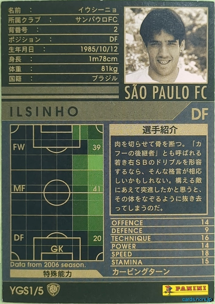 Panini WCCF Football WCCF/2006-YGS1/5 N ILSINHO Trading Card NM