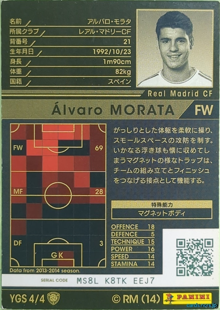 Panini WCCF Football WCCF/2013-2014-YGS4/4 N Álvaro Morata Trading Card NM
