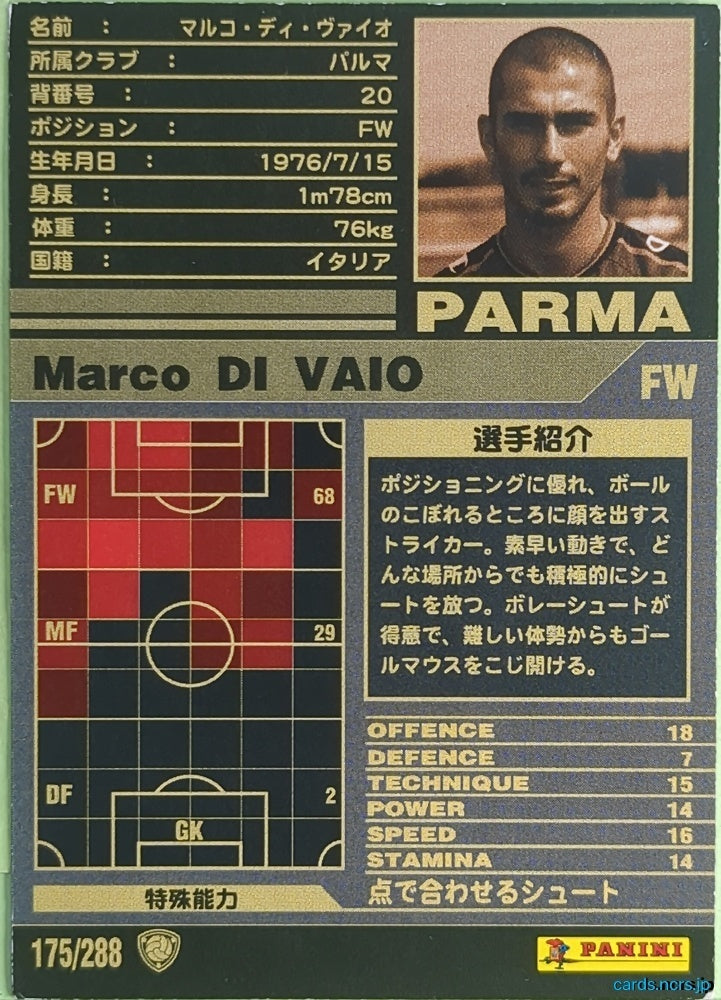 Panini WCCF Football WCCF/2001-2002-175/288 N Marco Di Vaio Trading Card NM