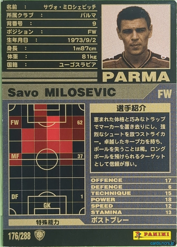 Panini WCCF Football WCCF/2001-2002-176/288 N Savo Milosevic Trading Card NM