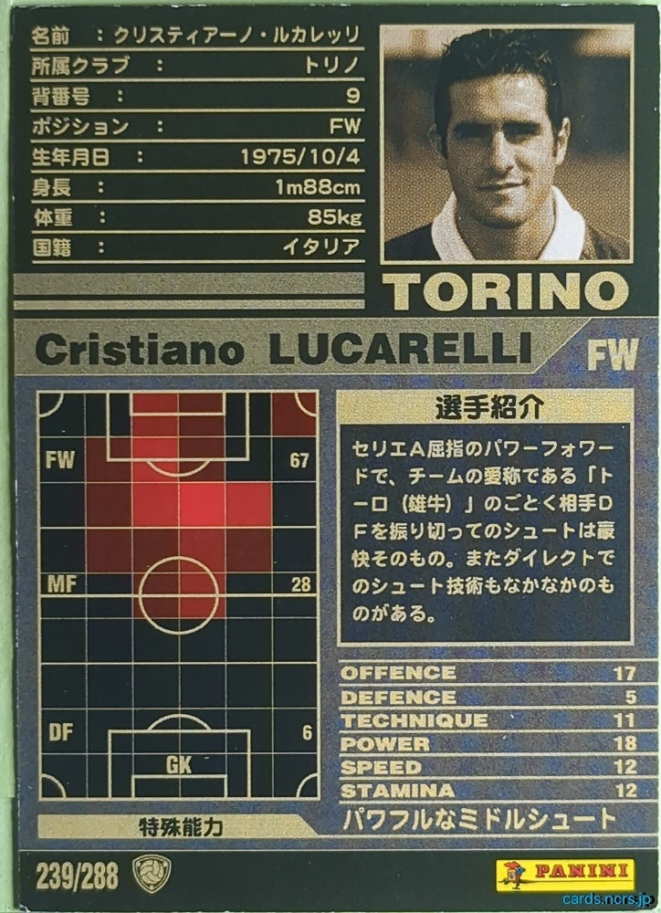Panini WCCF Football WCCF/2001-2002-239/288 N Cristiano Lucarelli Trading Card NM