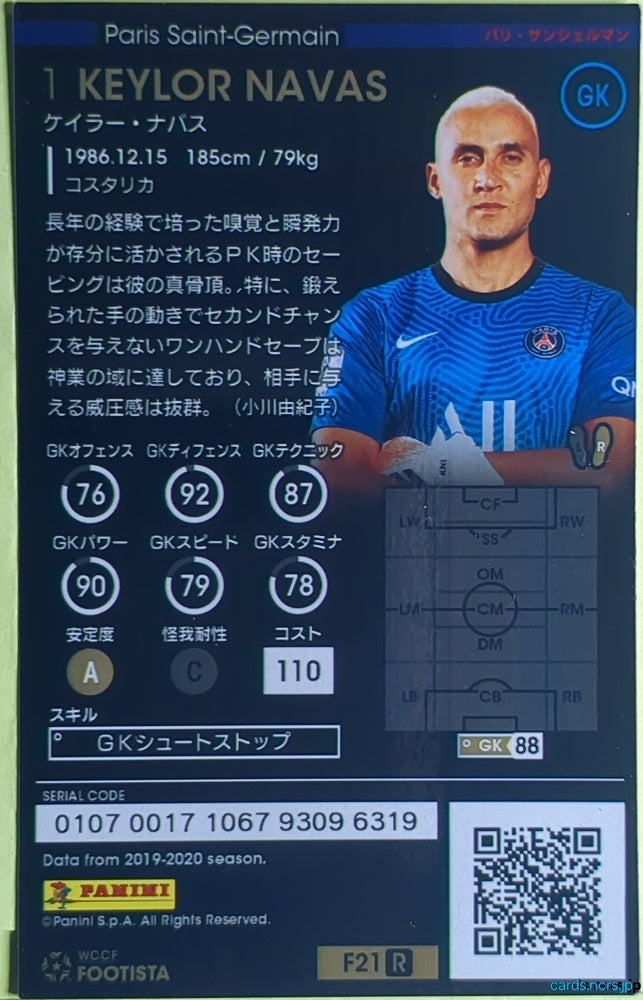 FOOTISTA Football FOOTISTA/F21-R KEYLOR NAVAS Trading Card NM