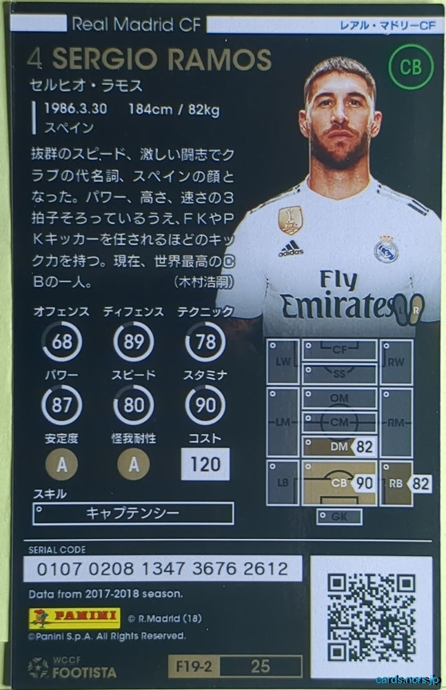 FOOTISTA Football FOOTISTA/F19-2-025 SERGIO RAMOS Trading Card NM
