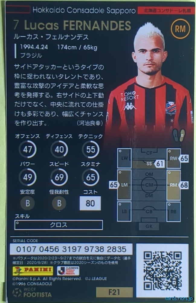 FOOTISTA Football FOOTISTA/F21-SAP-7 Lucas Fernandes Trading Card EX