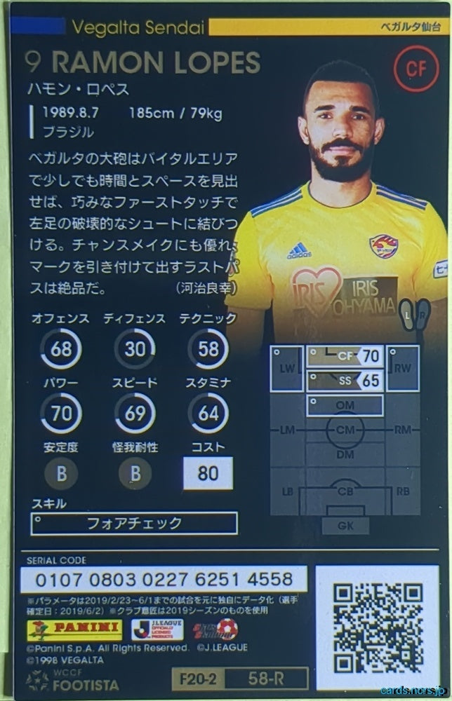 FOOTISTA Football FOOTISTA/F20-2-058-R Ramon Lopes Trading Card EX