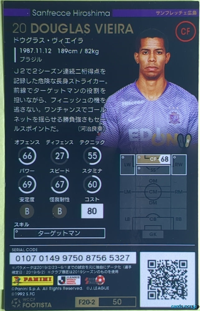 FOOTISTA Football FOOTISTA/F20-2-050 Douglas Vieira Trading Card EX