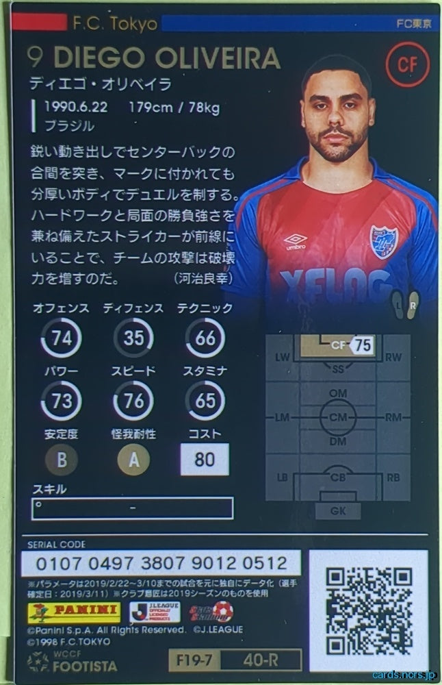 FOOTISTA Football FOOTISTA/F19-7-040-R Diego Oliveira Trading Card EX