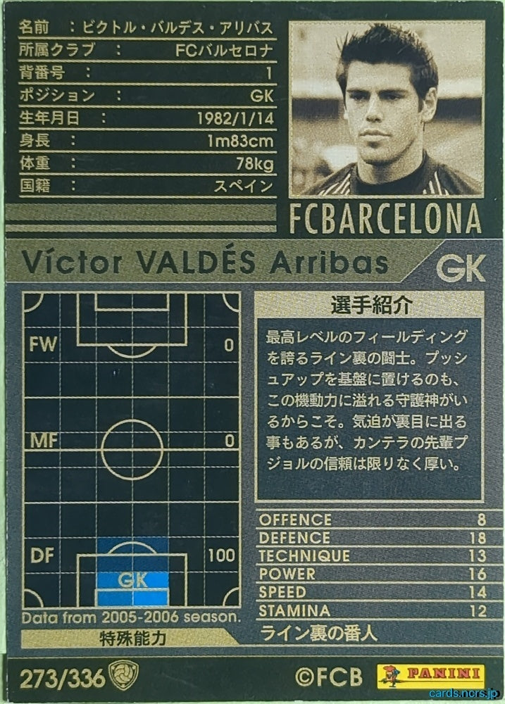 Panini WCCF Football WCCF/2005-2006-273/336 N Víctor Valdés Arribas Trading Card EX