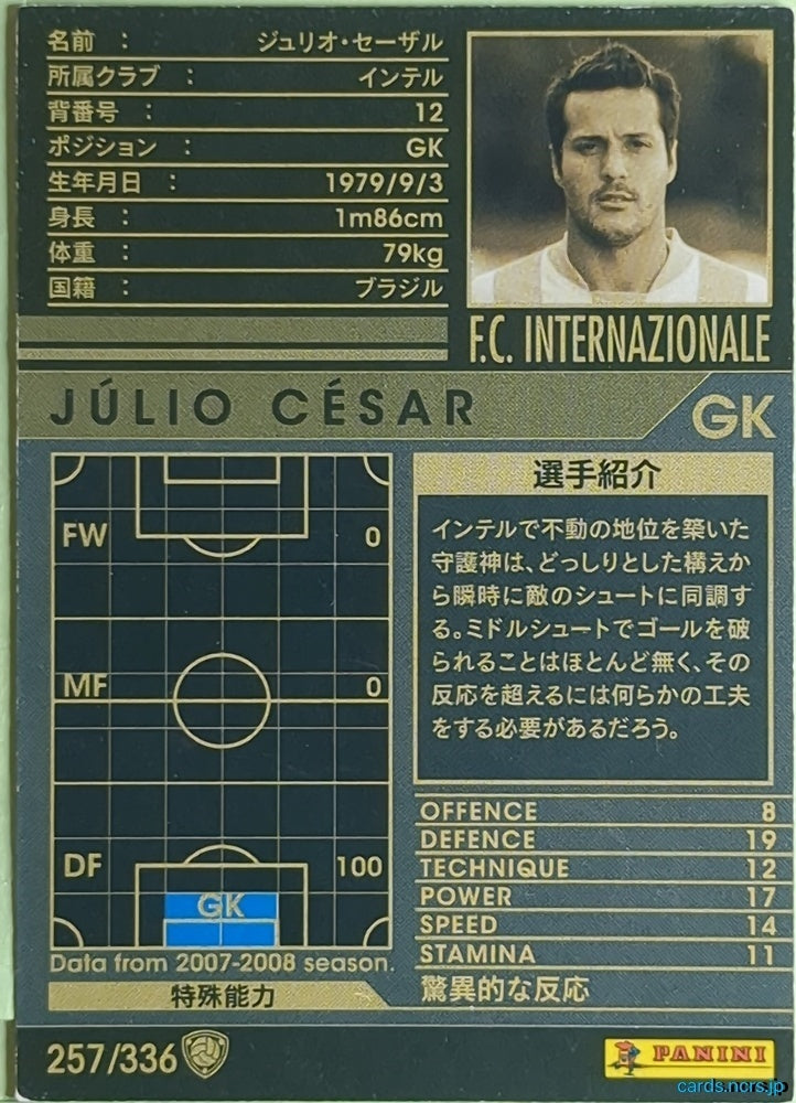 Panini WCCF Football WCCF/2007-2008-257/336 N Júlio César Trading Card EX