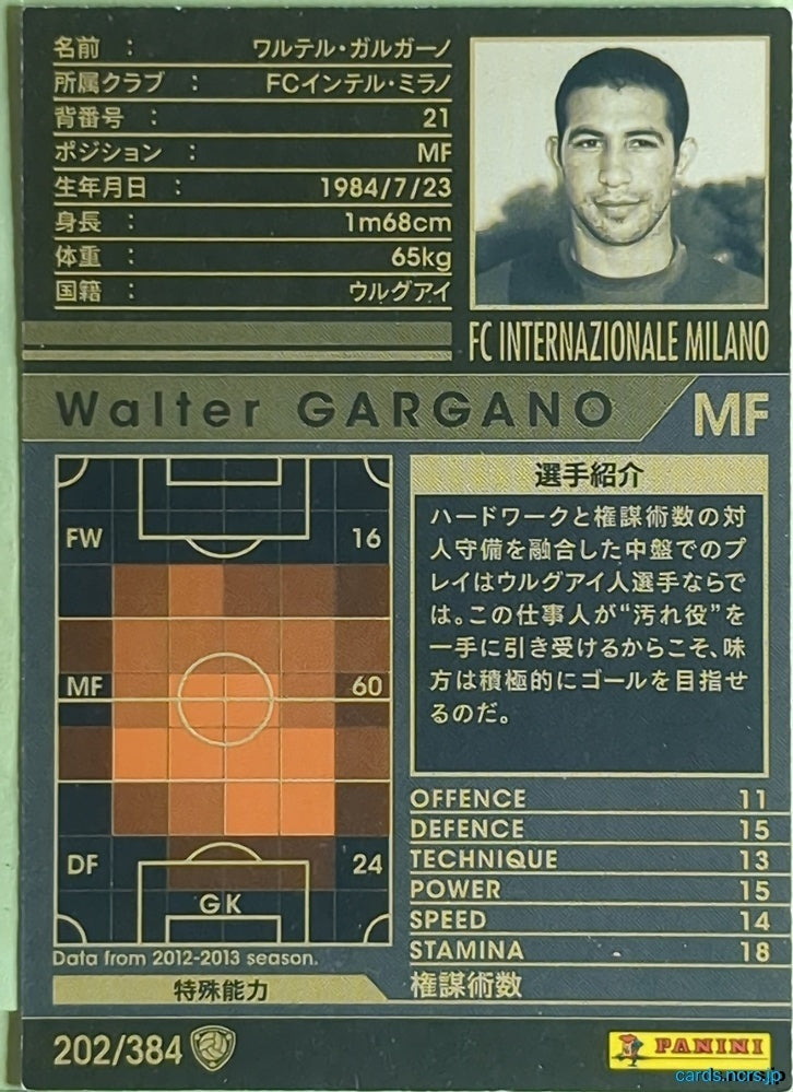 Panini WCCF Football WCCF/2012-2013-202/384 N Walter Gargano Trading Card EX