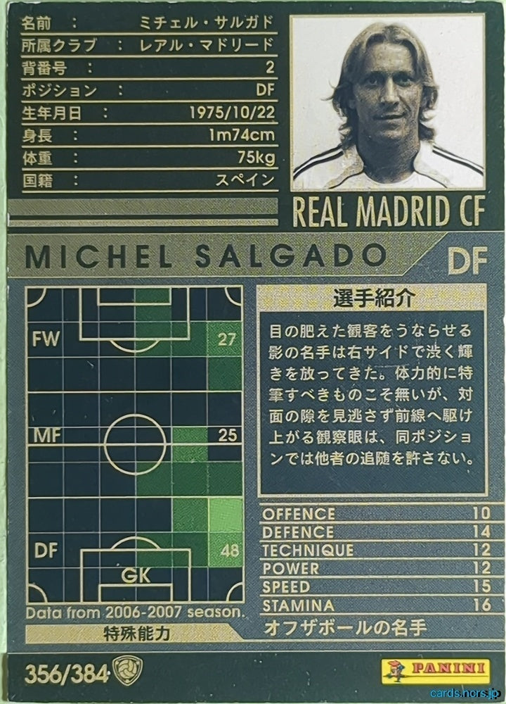 Panini WCCF Football WCCF/2006-2007-356/384 N Michel Salgado Trading Card EX