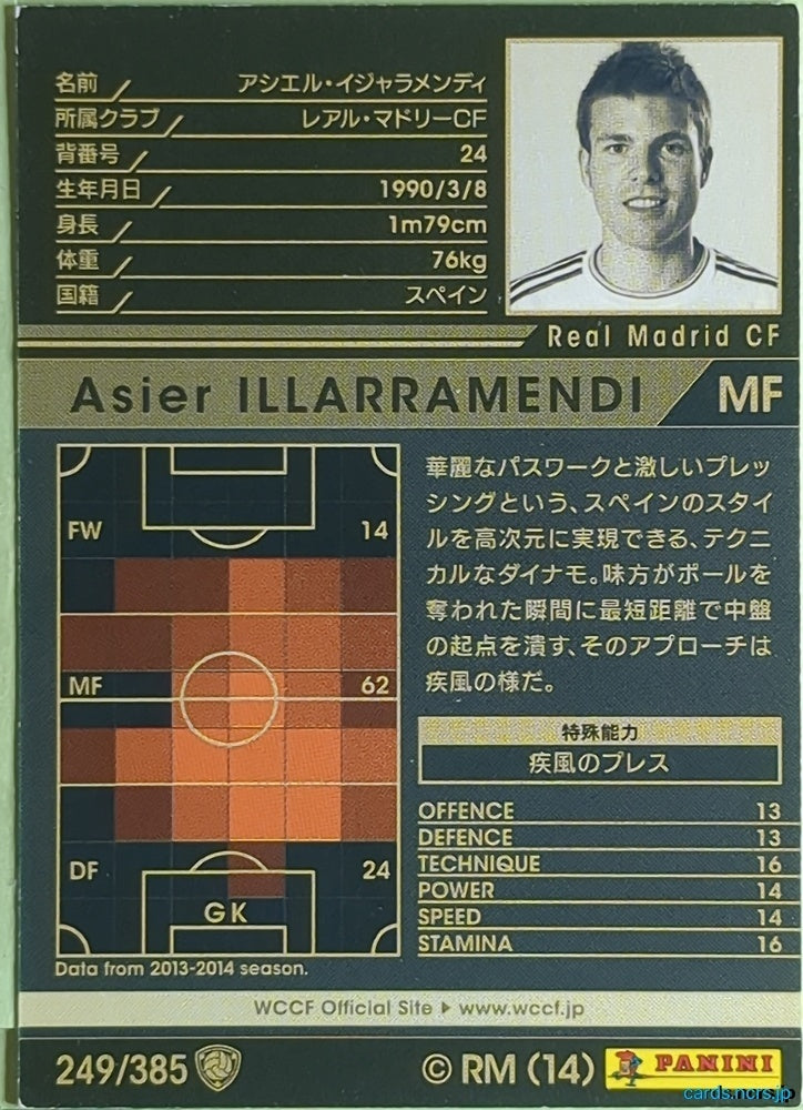 Panini WCCF Football WCCF/2013-2014-249/385 N Asier Illarramendi Trading Card EX