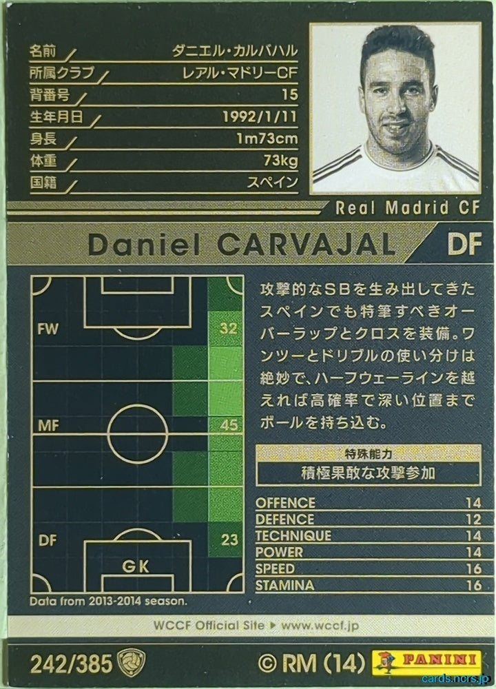 Panini WCCF Football WCCF/2013-2014-242/385 N Daniel CARVAJAL Trading Card EX