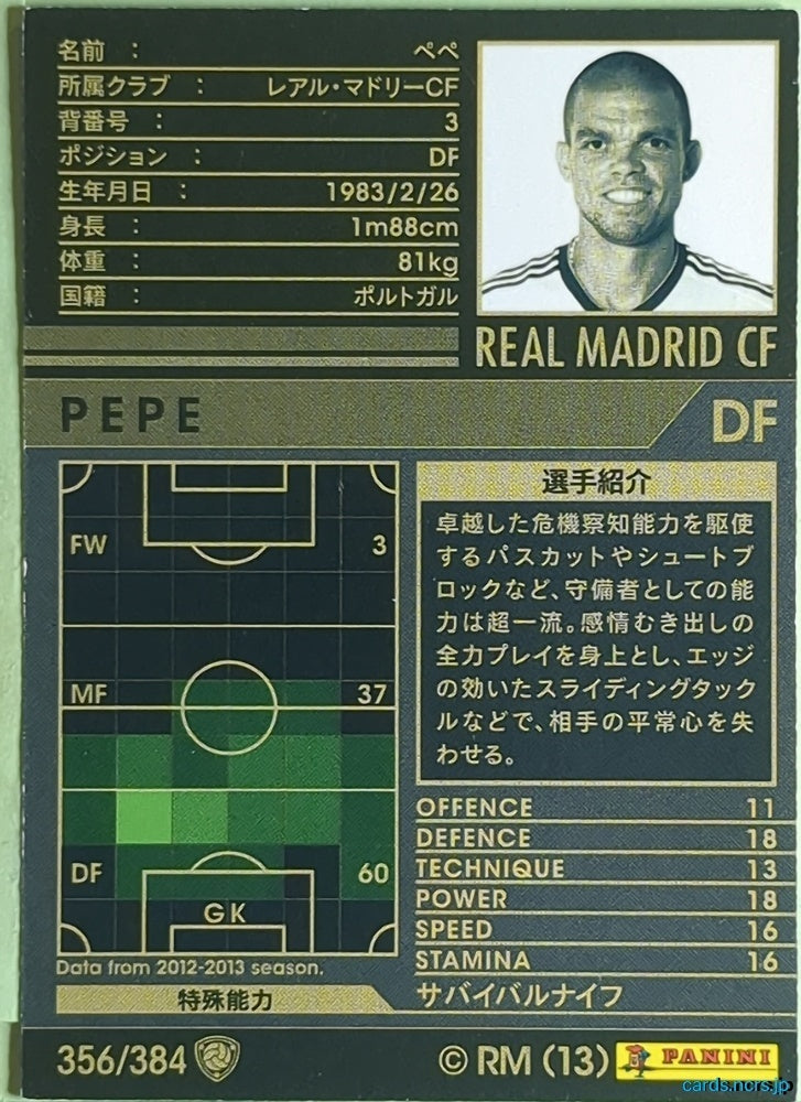 Panini WCCF Football WCCF/2012-2013-356/384 N Simone Pepe Trading Card EX