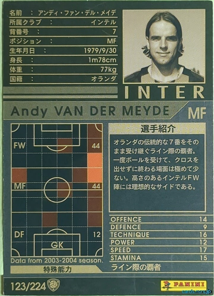 Panini WCCF Football WCCF/2004-2005-123/224 N Andy VAN DER MEYDE Trading Card EX