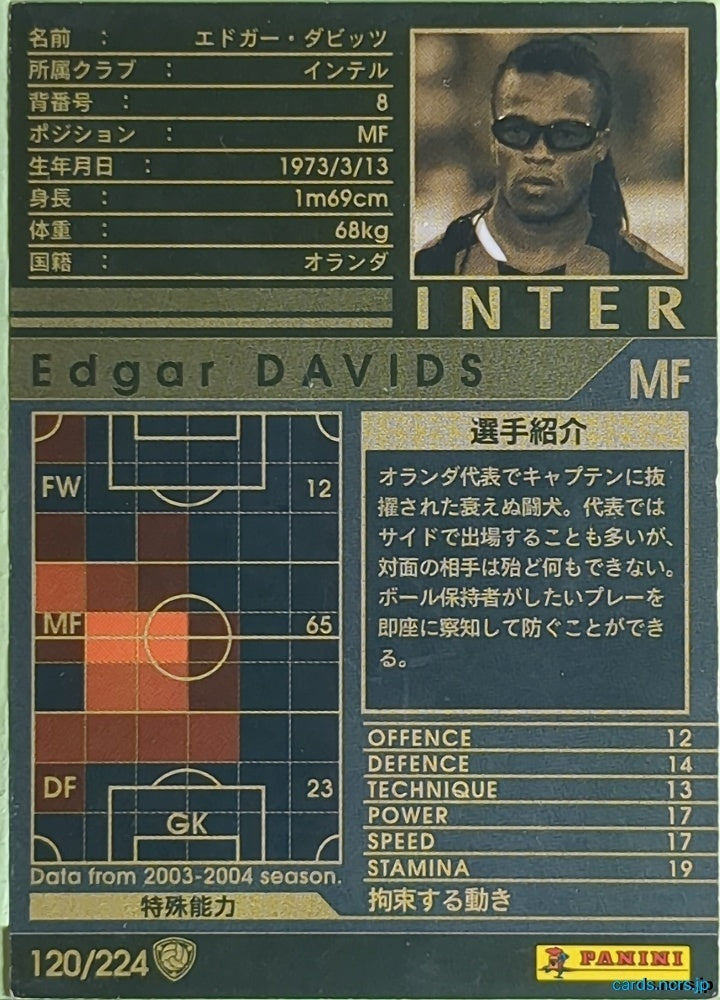 Panini WCCF Football WCCF/2004-2005-120/224 N Edgar Davids Trading Card NM