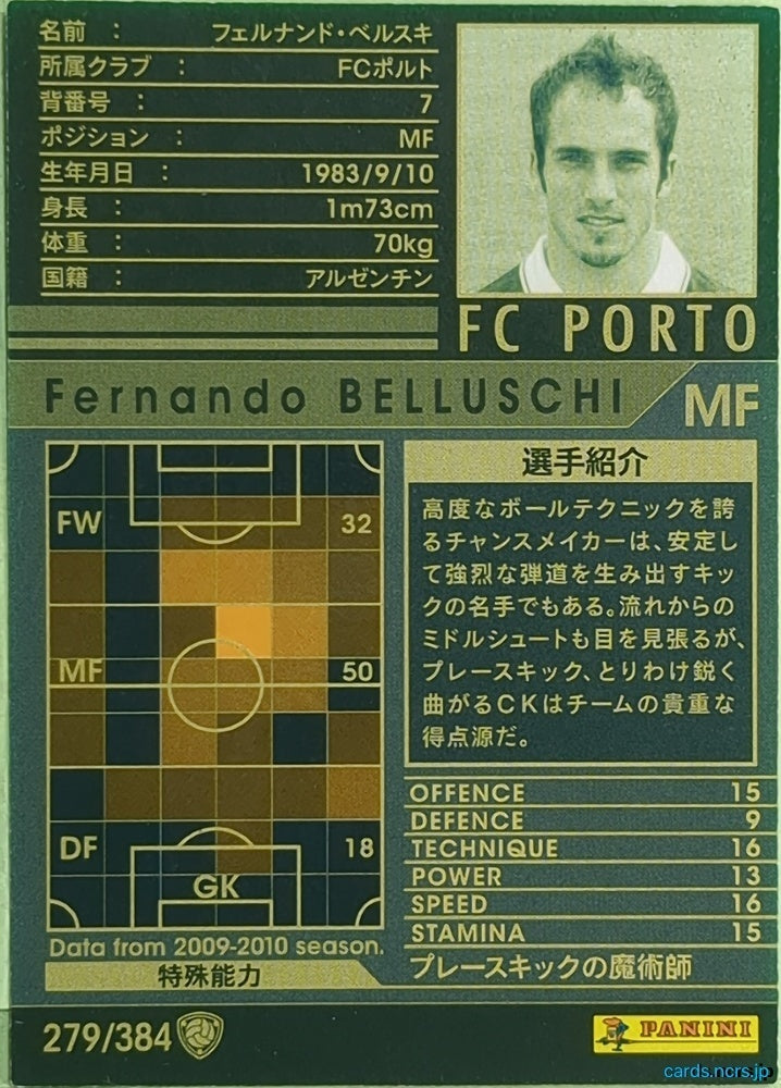 Panini WCCF Football WCCF/2009-2010-279/384 N Fernando Belluschi Trading Card EX