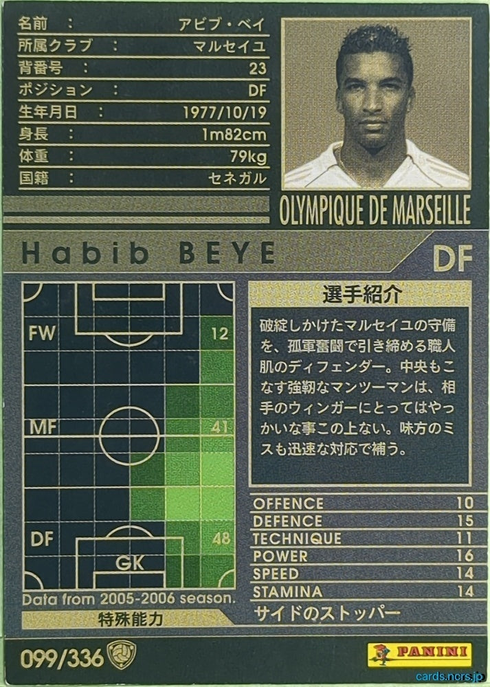 Panini WCCF Football WCCF/2005-2006-099/336 N Habib Beye Trading Card EX