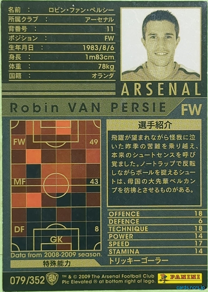 Panini WCCF Football WCCF/2008-2009-079/352 N Robin VAN PERSIE Trading Card EX